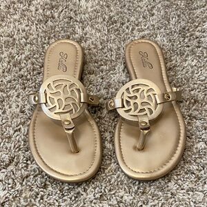 Gold Sandals with Cutout Design